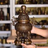  Đỉnh Xông Trầm Bằng Đồng Ba Chân Màu Nâu Giả Cổ BKMECN-9481 