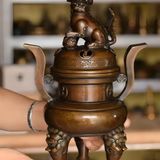  Đỉnh Xông Trầm Bằng Đồng Giả Cổ Hình Sư Tử BKMECN-9482 