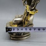  Tượng Bồ Tát Văn Thù Sư Lợi Đồng Mạ Vàng Phủ Bạc BKMECN-9484 