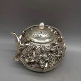  Ấm Trà Đồng Mạ Bạc chạm nổi Bát Tiên BKMECN-9489 