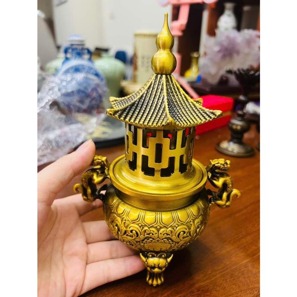  Lư Đồng Phong Thủy Mini Màu Vàng Cổ BKMECN-9494 