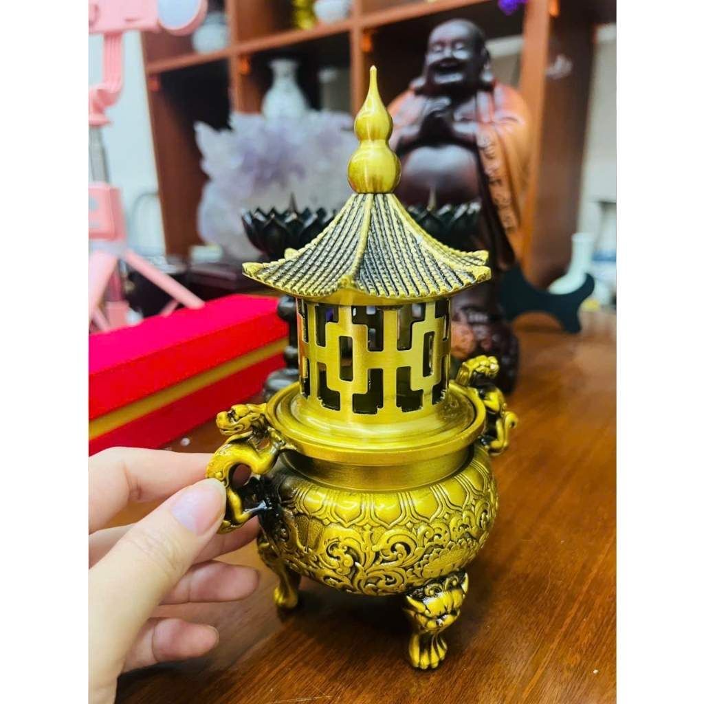  Lư Đồng Phong Thủy Mini Màu Vàng Cổ BKMECN-9494 