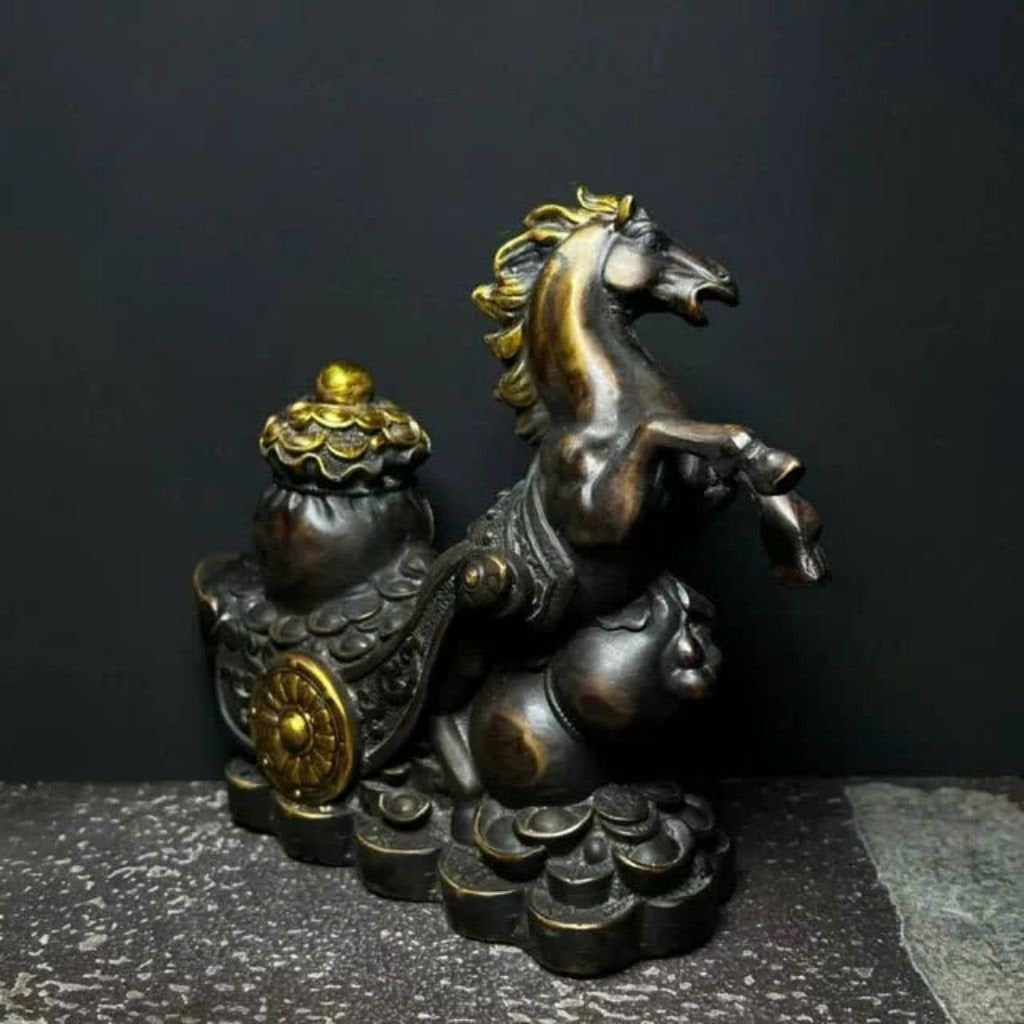  Ngựa Kéo Hồ Lô Tài Lộc Bằng Đồng BKMECN-9496 