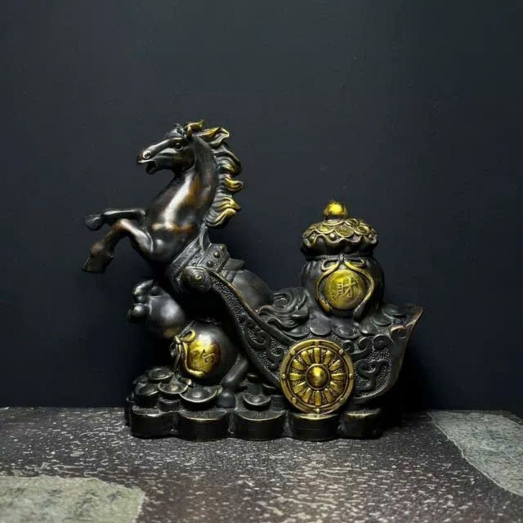  Ngựa Kéo Hồ Lô Tài Lộc Bằng Đồng BKMECN-9496 