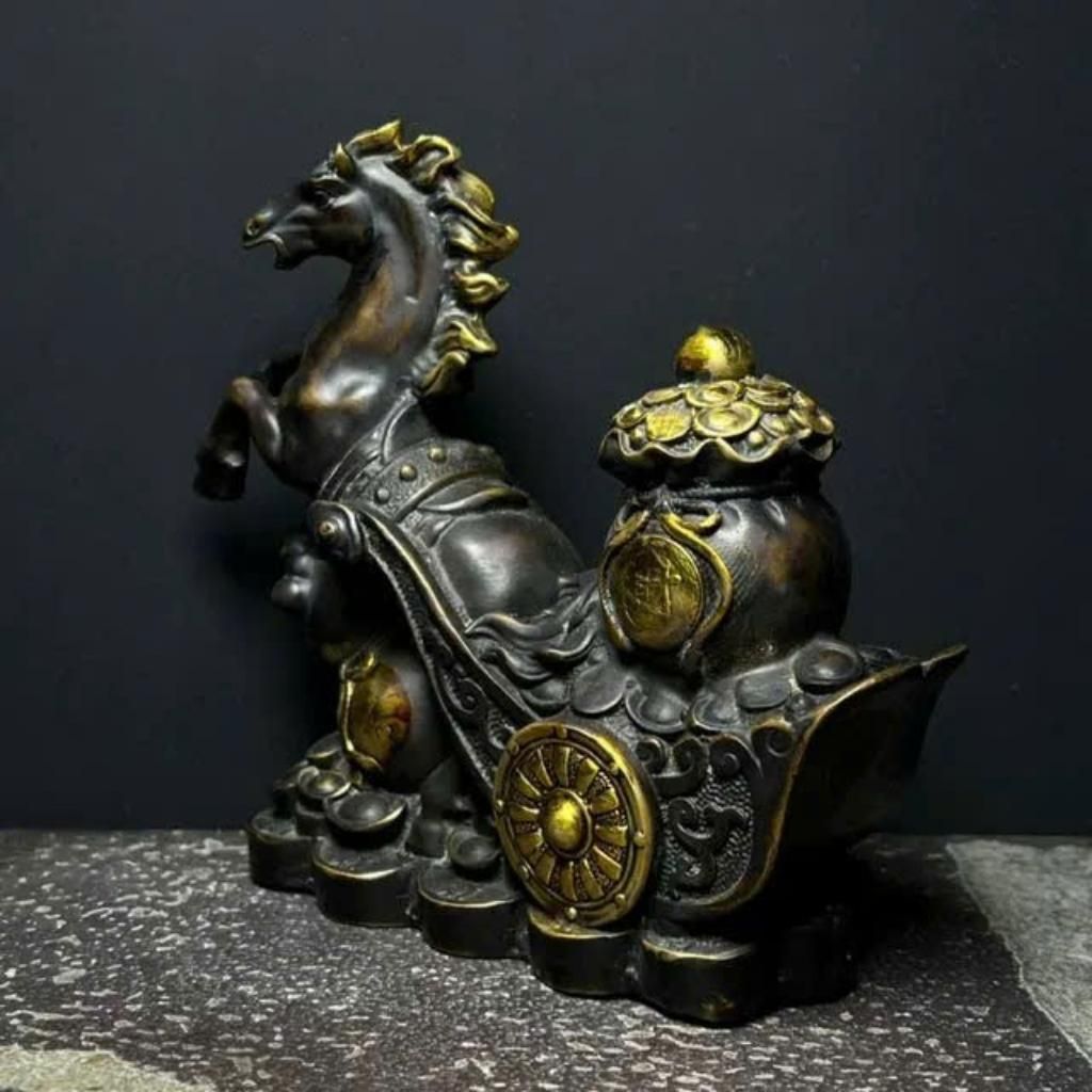  Ngựa Kéo Hồ Lô Tài Lộc Bằng Đồng BKMECN-9496 