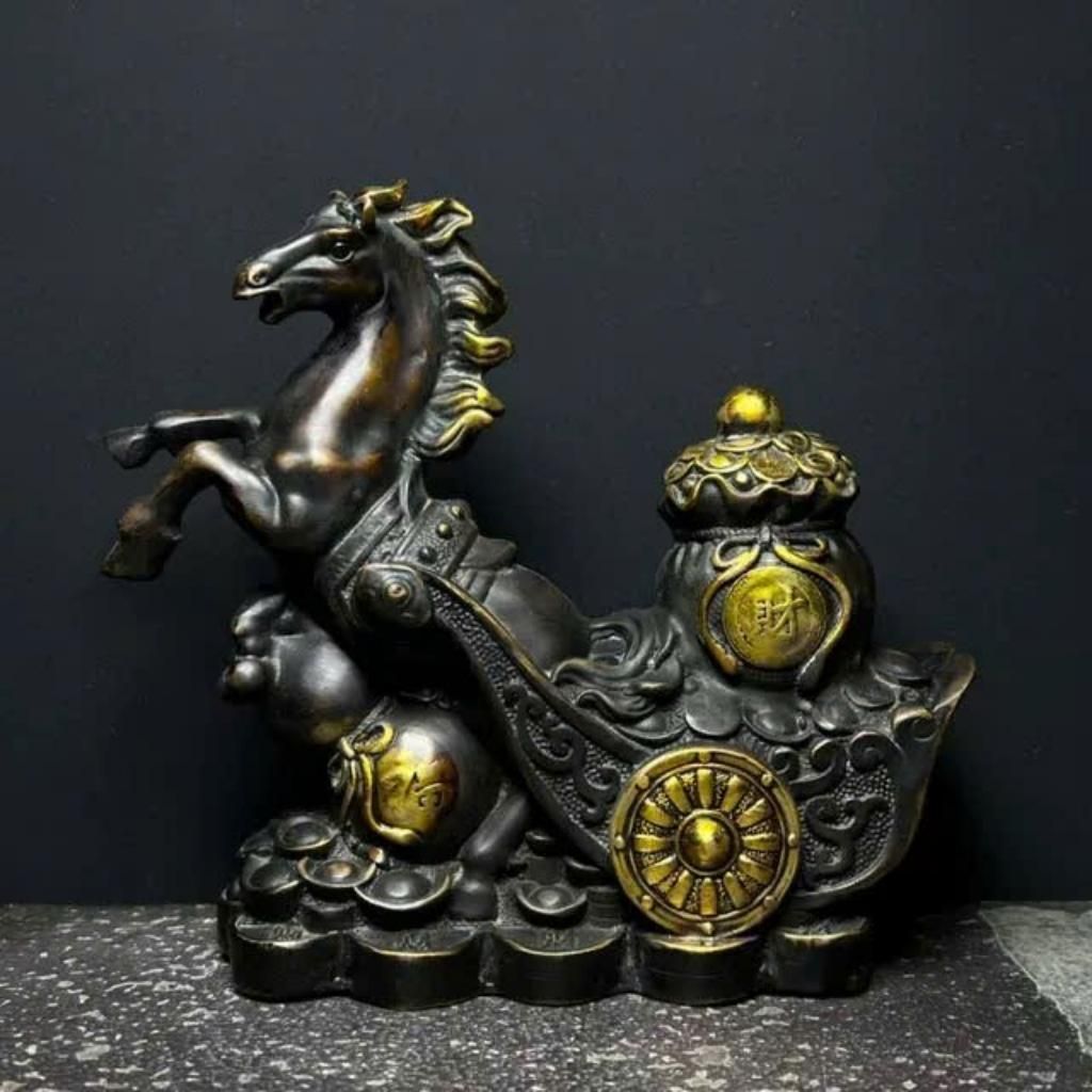  Ngựa Kéo Hồ Lô Tài Lộc Bằng Đồng BKMECN-9496 