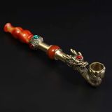  Tẩu Hút Thuốc Đầu Rồng Đồng Cổ Đá Quý BKMECN-9498 