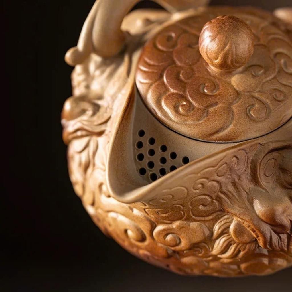  Bộ Ấm Trà Tử Sa Khắc Rồng Cao Cấp BKMECN-9500 