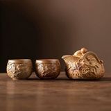  Bộ Ấm Trà Tử Sa Khắc Rồng Cao Cấp BKMECN-9500 