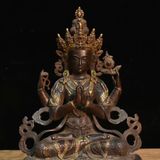  Tượng Đồng Bồ Tát Bốn Tay Phong Cách Tây Tạng BKMECN-9524 