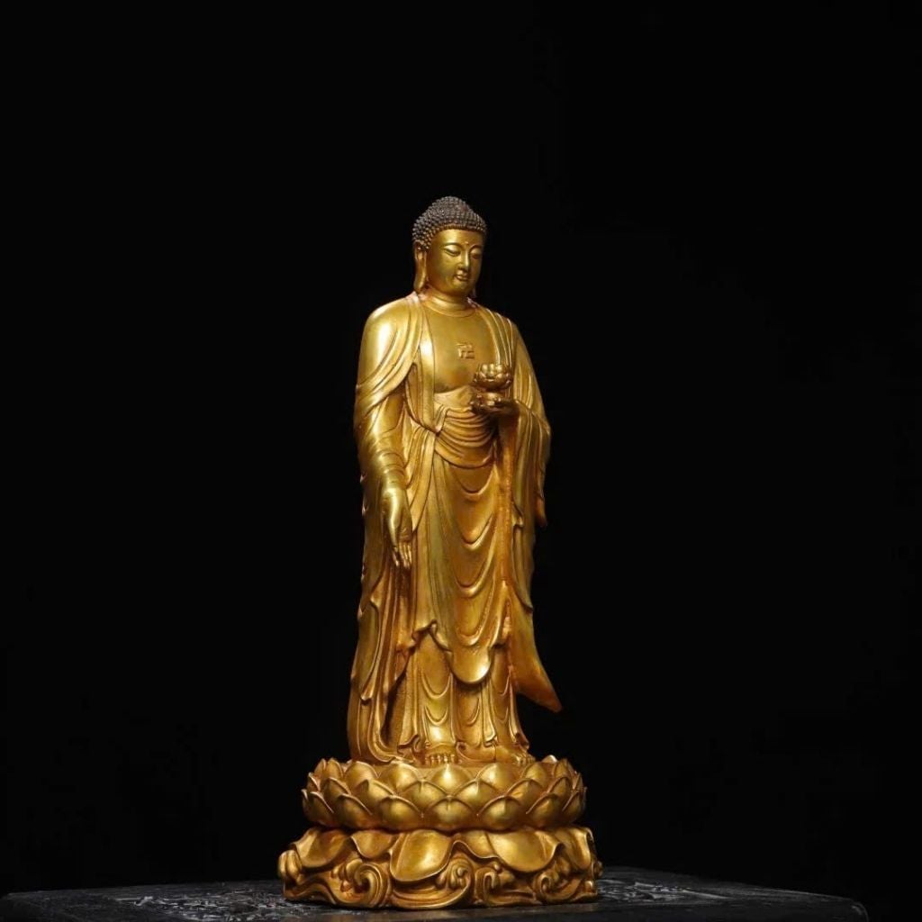  Tượng Phật Tổ Đứng Mạ Vàng Cao Cấp BKMECN-9528 