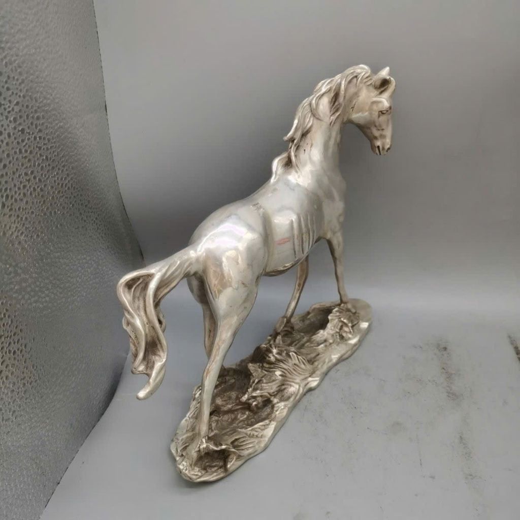  Tượng Đồng Ngựa Mạ Bạc BKMECN-9562 