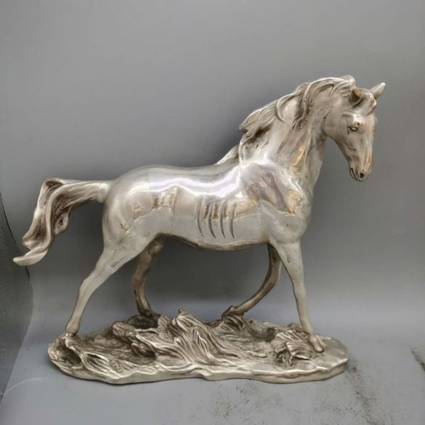  Tượng Đồng Ngựa Mạ Bạc BKMECN-9562 