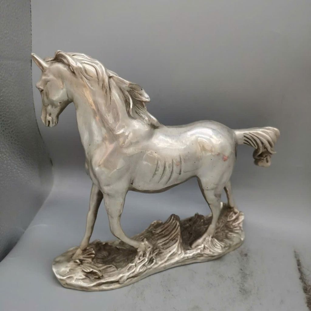  Tượng Đồng Ngựa Mạ Bạc BKMECN-9562 