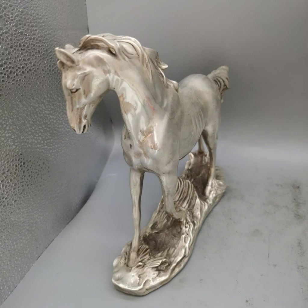  Tượng Đồng Ngựa Mạ Bạc BKMECN-9562 