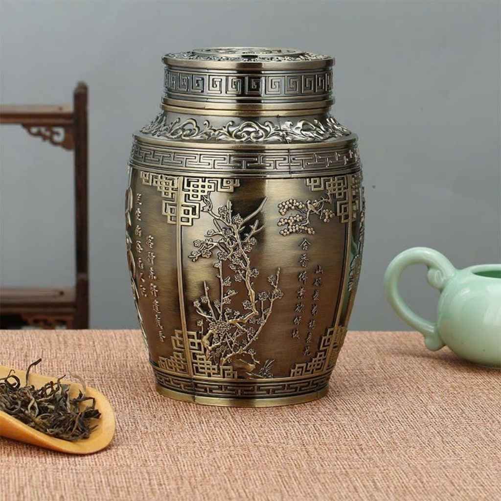  Hũ Đựng Trà Đồng Cổ Khắc chữ BKMECN-9605 