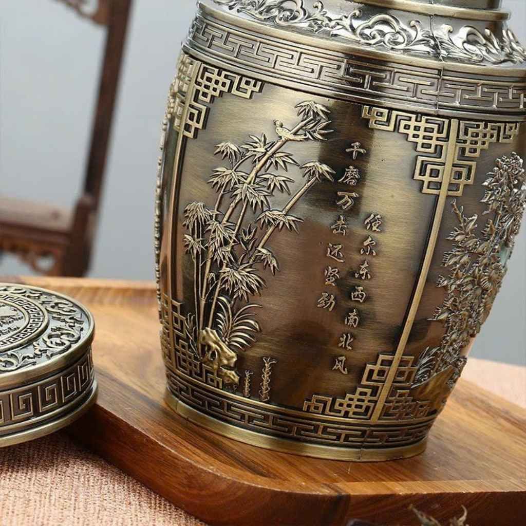  Hũ Đựng Trà Đồng Cổ Khắc chữ BKMECN-9605 