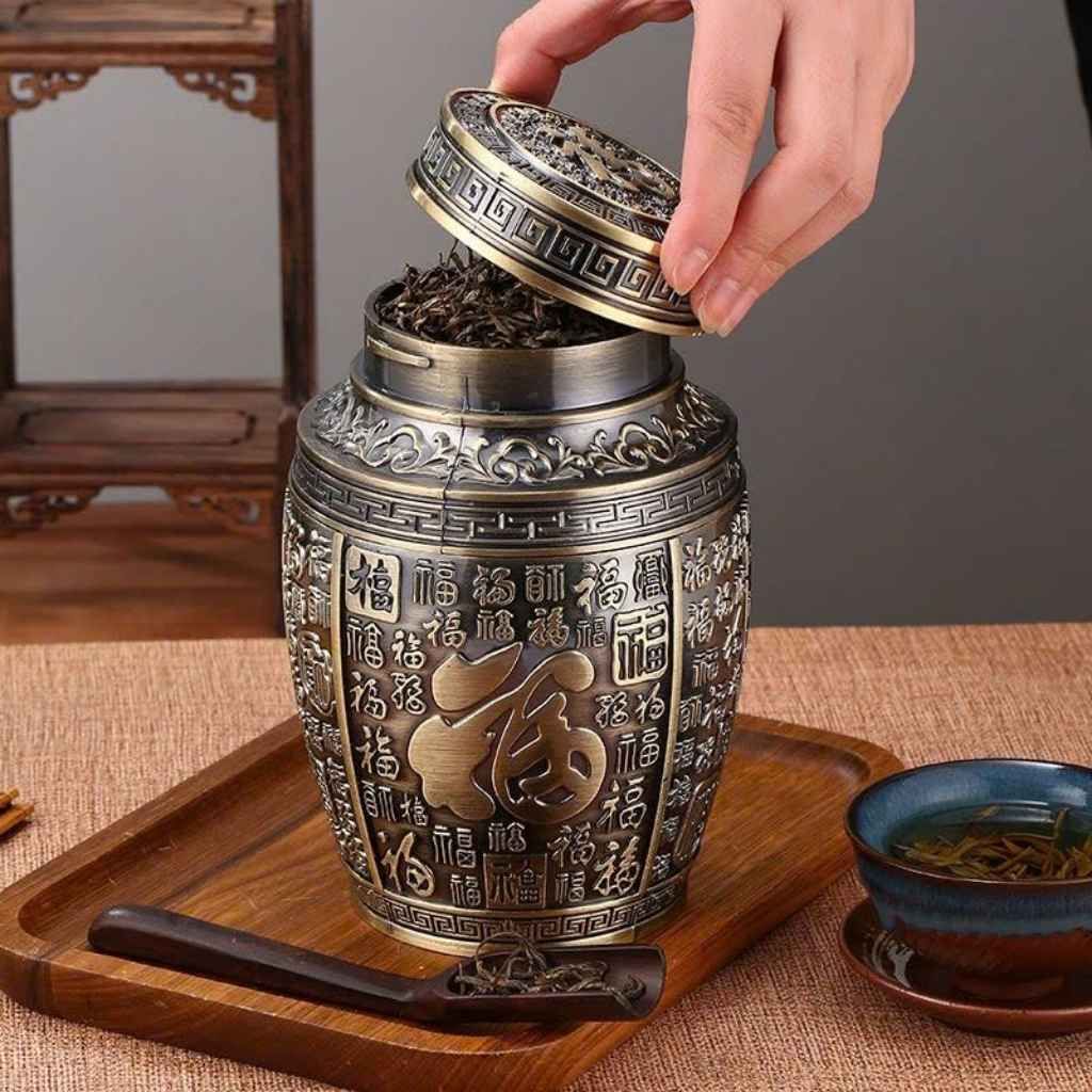  Hũ Đựng Trà Đồng Cổ Khắc chữ BKMECN-9605 