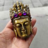  Đầu Tượng Phật Đồng Khảm Đá Quý Decor  BKMECN-9625 