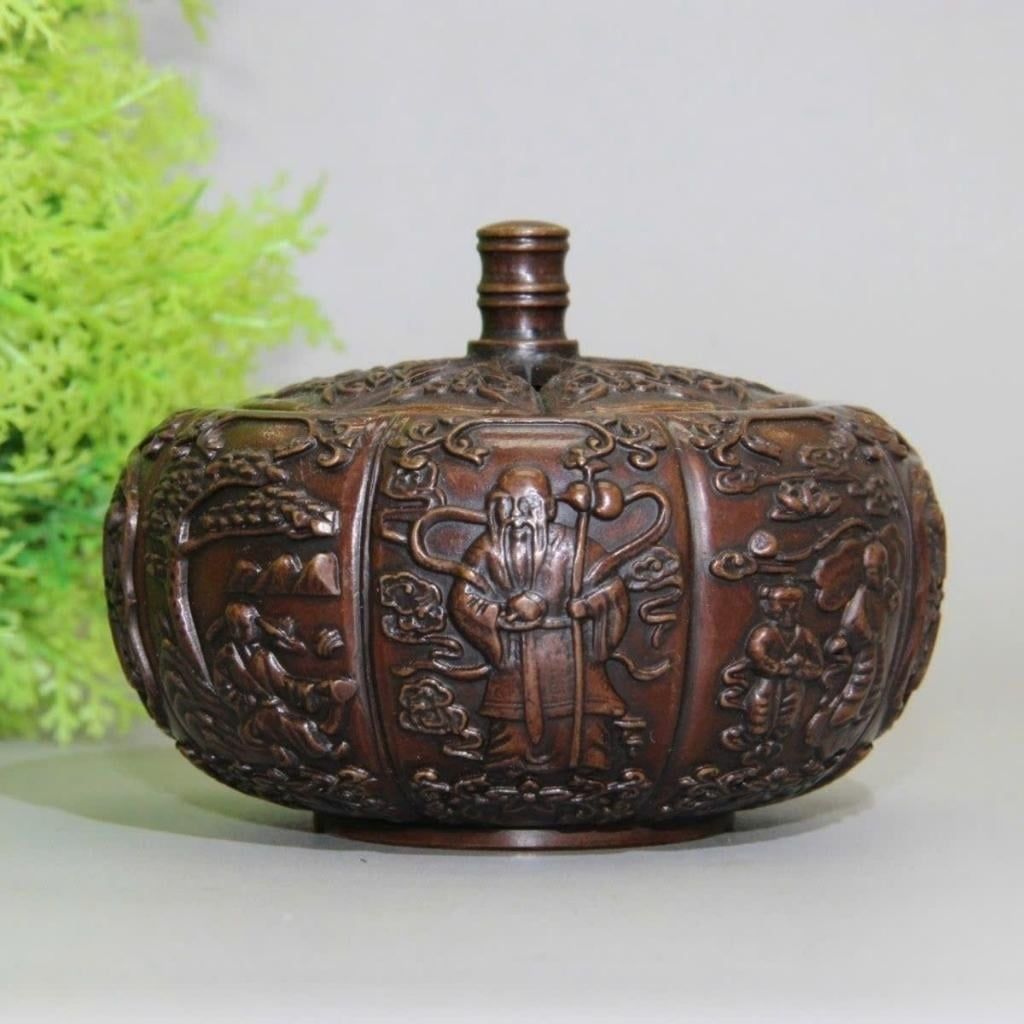  Hũ đồng đựng hạt dưa chạm bát tiên BKMECN-9633 