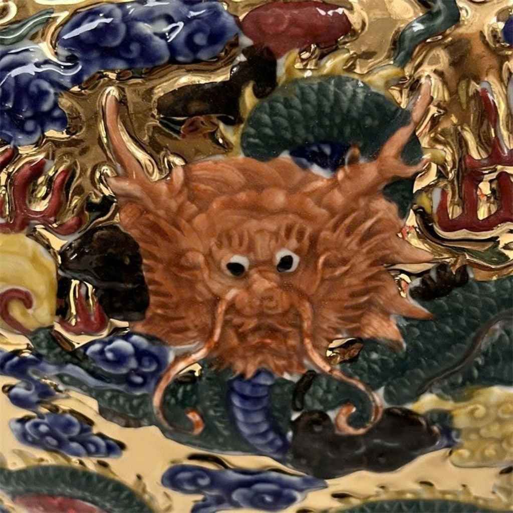  Bình Nguyệt Tráng Vàng Men Ngũ Sắc Hình Rồng BKMECN-9637 