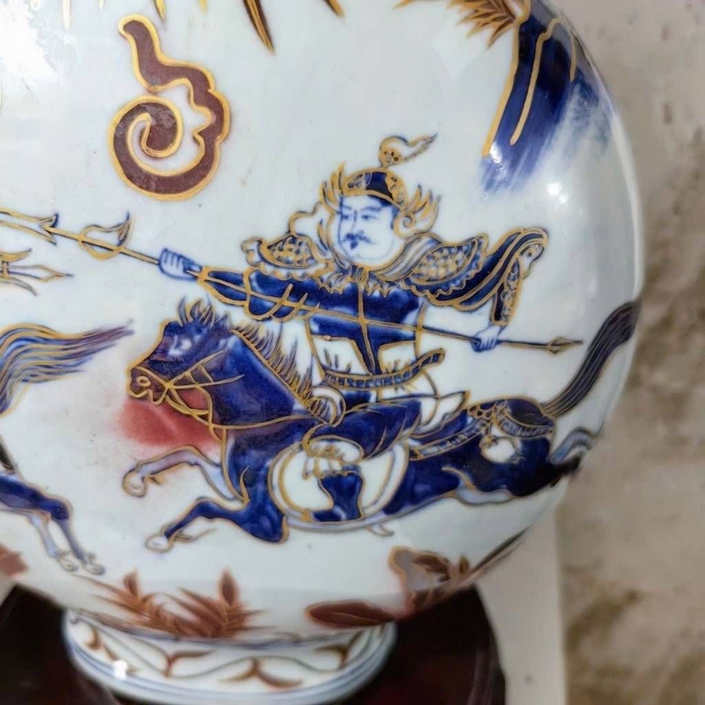  Bình Nguyệt Sứ Vẽ Lam Điển Tích Cổ Độc Đáo BKMECN-9638 