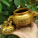  Lư Đồng Lân Chạm Chữ Cổ Sưu Tầm Cao Cấp BKMECN-9646 