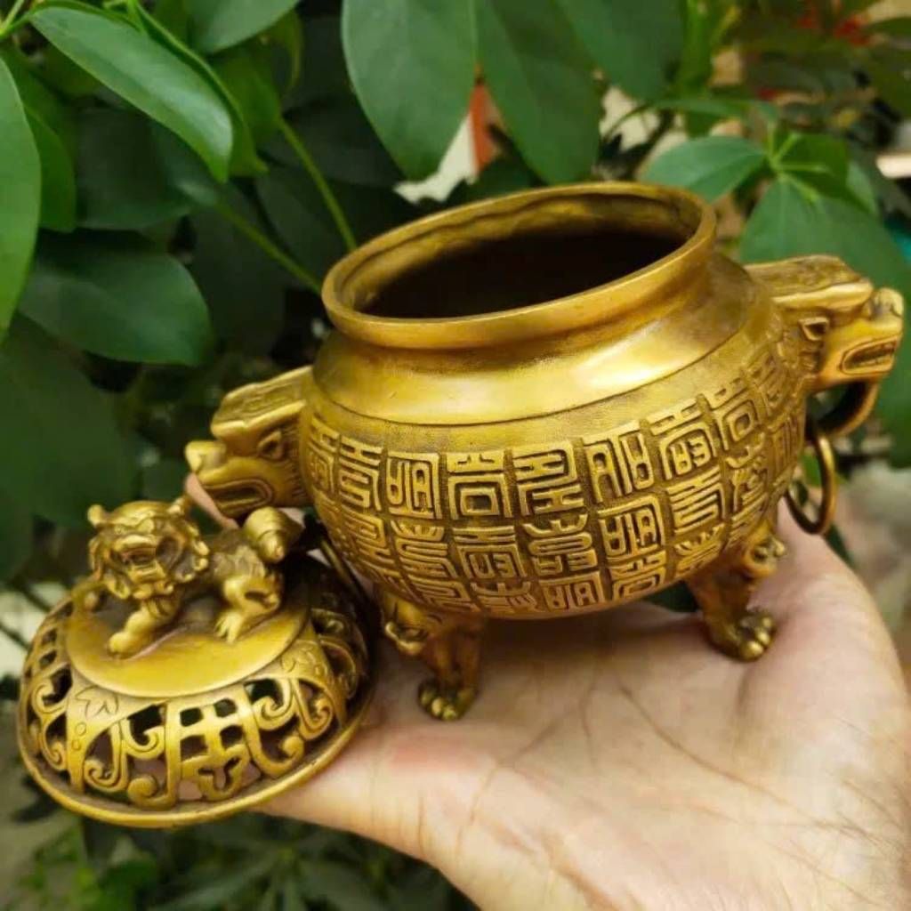  Lư Đồng Lân Chạm Chữ Cổ Sưu Tầm Cao Cấp BKMECN-9646 