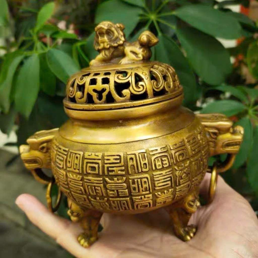  Lư Đồng Lân Chạm Chữ Cổ Sưu Tầm Cao Cấp BKMECN-9646 