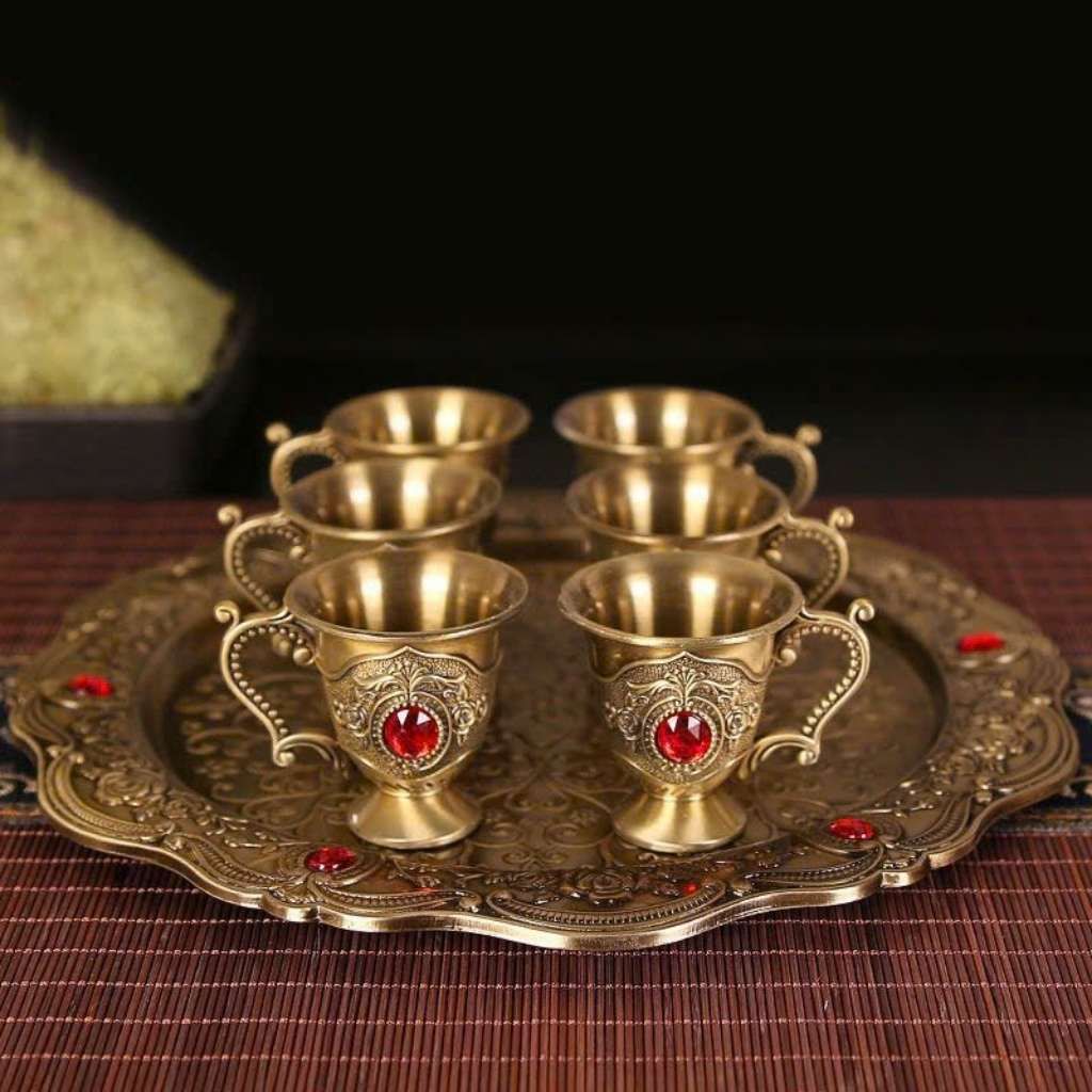  Bộ Ly Đồng Đính Đá Ruby Cao Cấp BKMECN-9666 
