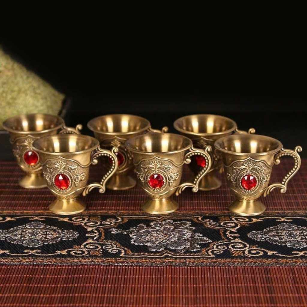  Bộ Ly Đồng Đính Đá Ruby Cao Cấp BKMECN-9666 