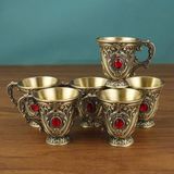  Bộ Ấm Ly Đồng Dáng Cao Đính Đá Ruby Hoàng Gia BKMECN-9667 