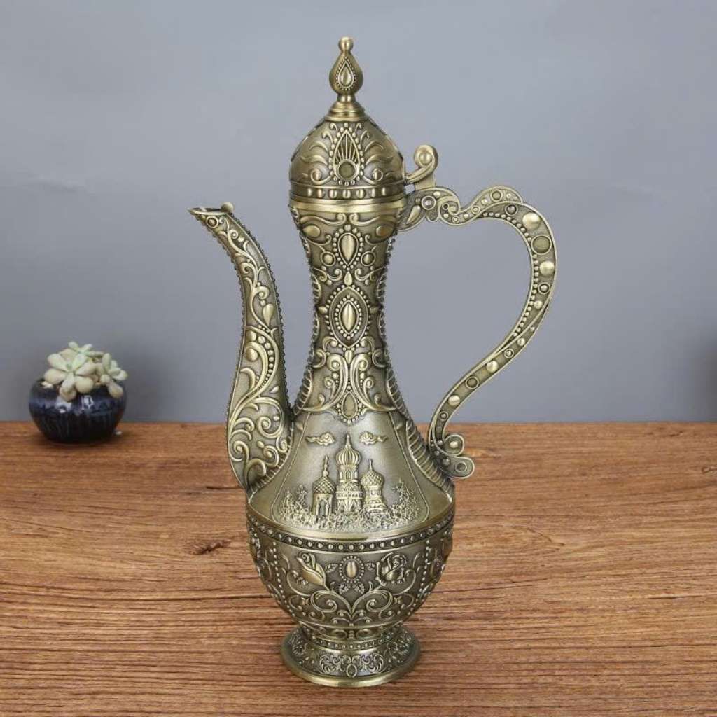  Bộ Ấm Ly Đồng Ba Tư Chạm Nổi Lâu Đài Cổ Kính BKMECN-9668 