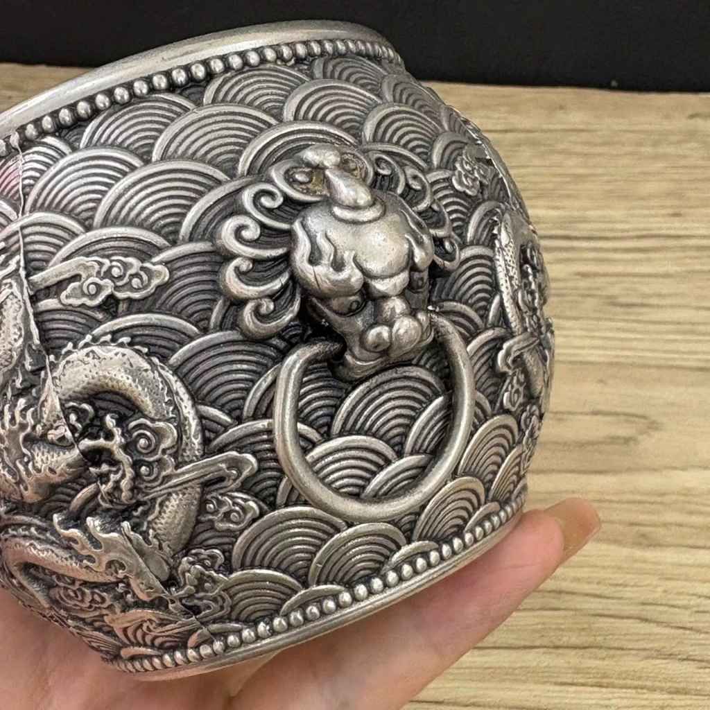  Hũ Bạc Sưu Tầm Song Long Chầu Nguyệt BKMECN-9708 