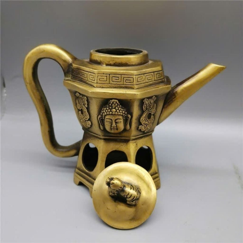  Ấm Đồng Diện Phật Nắp Tỳ Hưu trang trí sưu tầm BKMECN-9714 