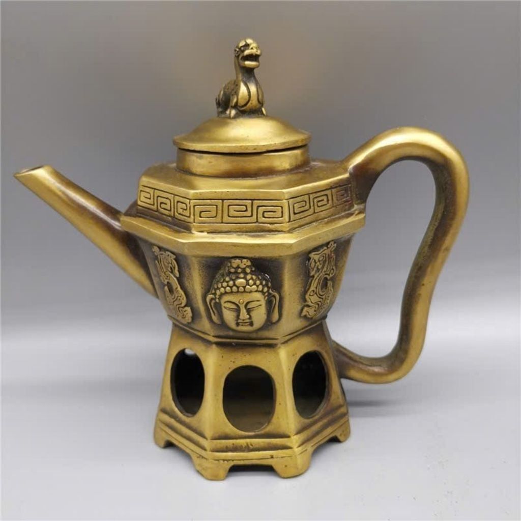  Ấm Đồng Diện Phật Nắp Tỳ Hưu trang trí sưu tầm BKMECN-9714 