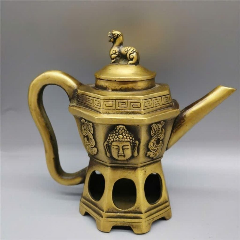  Ấm Đồng Diện Phật Nắp Tỳ Hưu trang trí sưu tầm BKMECN-9714 