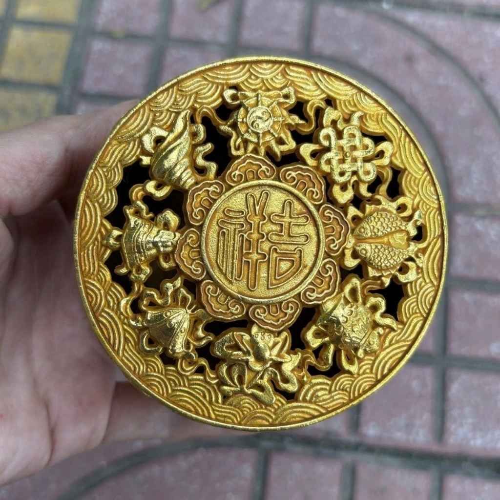  Hũ Đồng Mạ Vàng Cát Tường Bát Bửu BKMECN-9716 