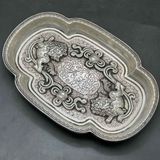  Khay Đồng Mạ Bạc Giả Cổ Song Lân Vờn Ngọc BKMECN-9723 