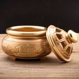  Lư Hương Đồng Thau Đỏ Chạm Chữ Phật BKMECN-9726 