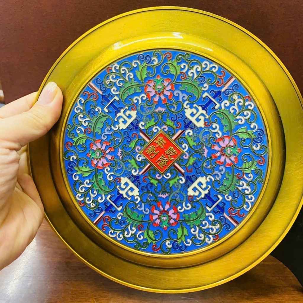  Đĩa Cảnh Đồng Pháp Lam Họa Tiết Rồng Xanh BKMECN-9729 