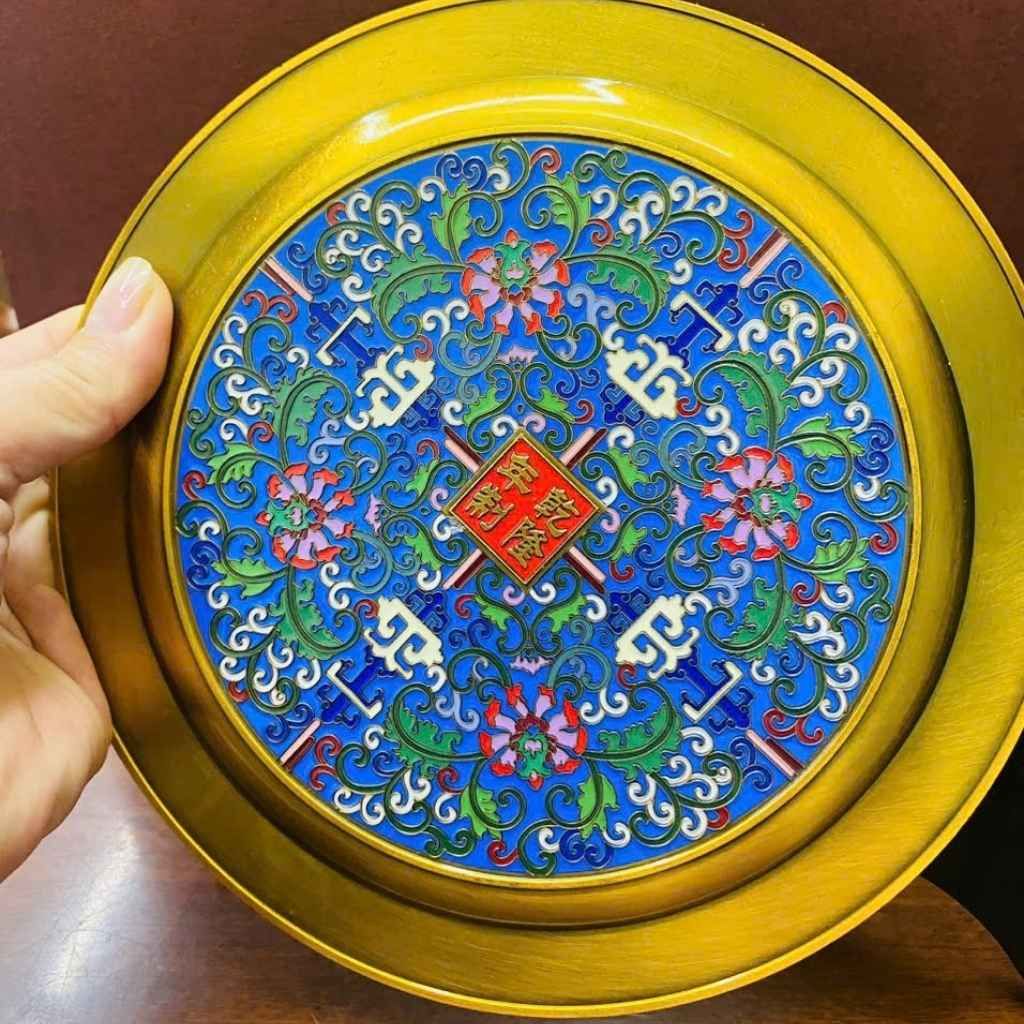  Đĩa Cảnh Đồng Pháp Lam Họa Tiết Rồng Xanh BKMECN-9729 