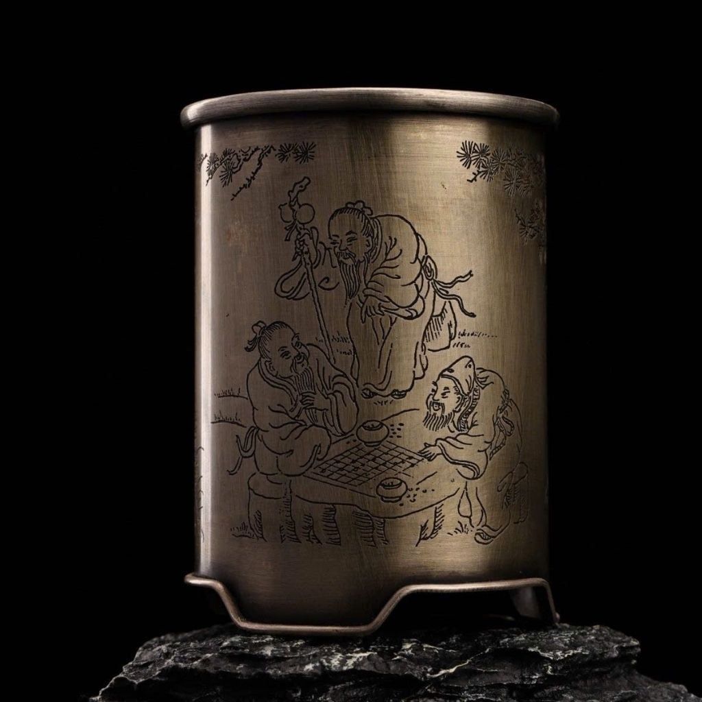  Lọ Đồng Chạm Bát Tiên & Thư Pháp Cổ BKMECN-9731 