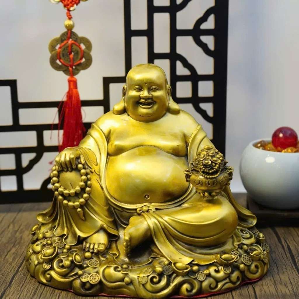  Tượng Phật Di Lặc Ngồi Đế Tiền Cầm Hũ Tài Lộc BKMECN-9739 