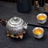  Bộ Ấm Chén Mạ Bạc Chạm Khắc Chữ “Phúc” BKMECN-9741 