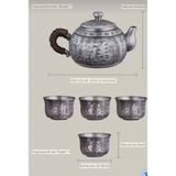  Bộ Ấm Chén Mạ Bạc Chạm Khắc Chữ “Phúc” BKMECN-9741 