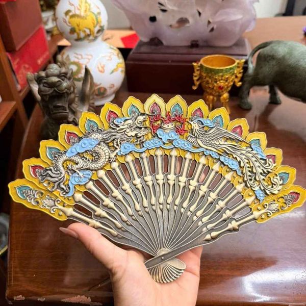  Quạt Đồng Trang Trí Khảm Long Phụng Trình Tường BKMECN-9747 