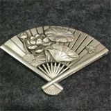  Quạt Đồng Mạ Bạc Chạm Nổi Hoa Sen BKMECN-9749 