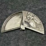  Quạt Đồng Mạ Bạc Chạm Nổi Hoa Sen BKMECN-9749 