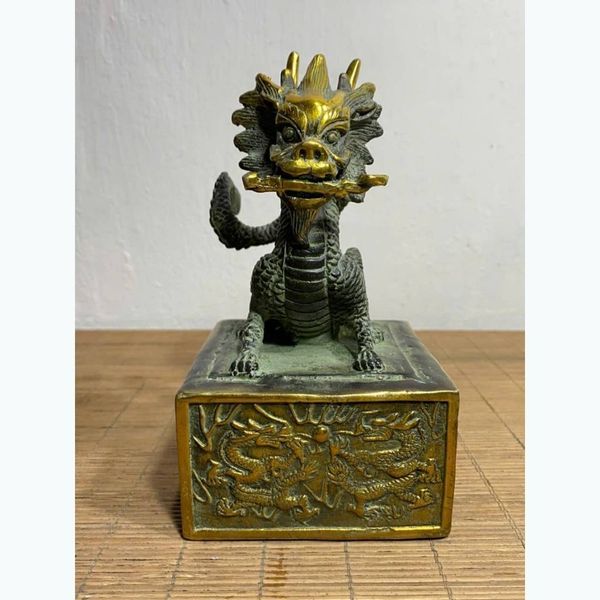  Ấn Triện Rồng Như Ý Bằng Đồng Cũ BKMECN-9751 